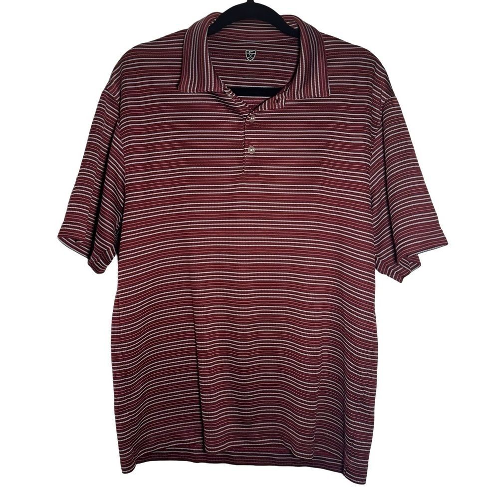 Nike Golf Polo Shirt Mens Burgundy Dri Fit Short Sleeve Striped Medium
